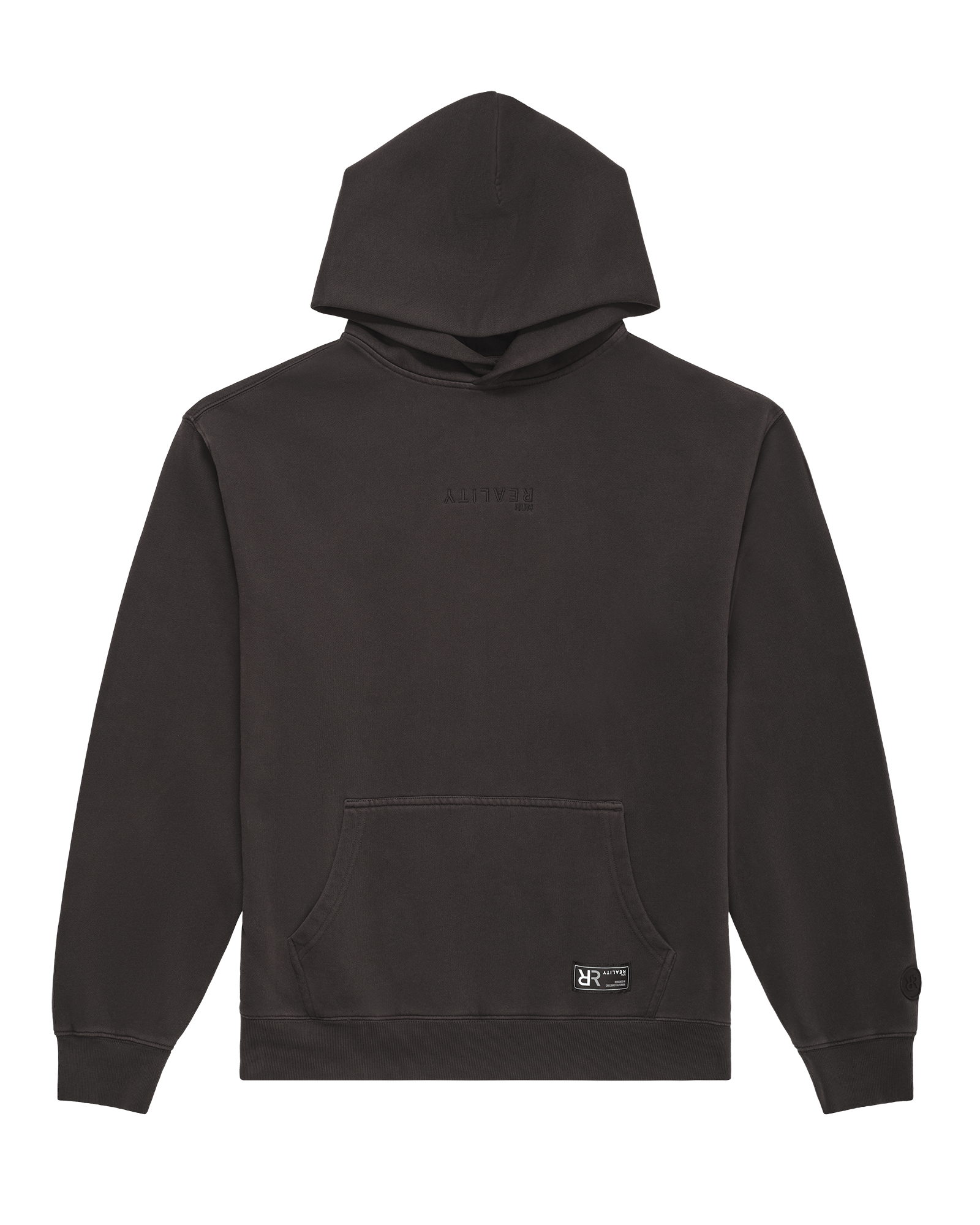 Reality Run Hoodie Logo Fleece Washed Black Flatlay 01