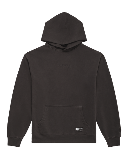 Reality Run Hoodie Logo Fleece Washed Black Flatlay 01