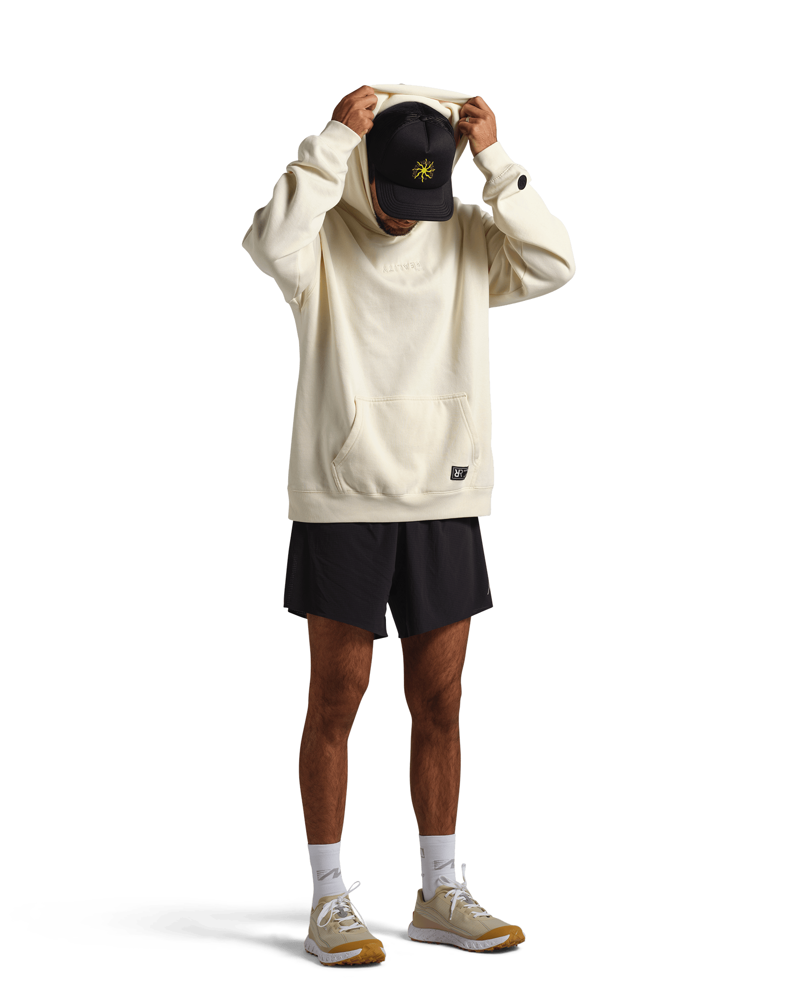 reality run logo fleece hoodie sand rr 21 0002 detail 06