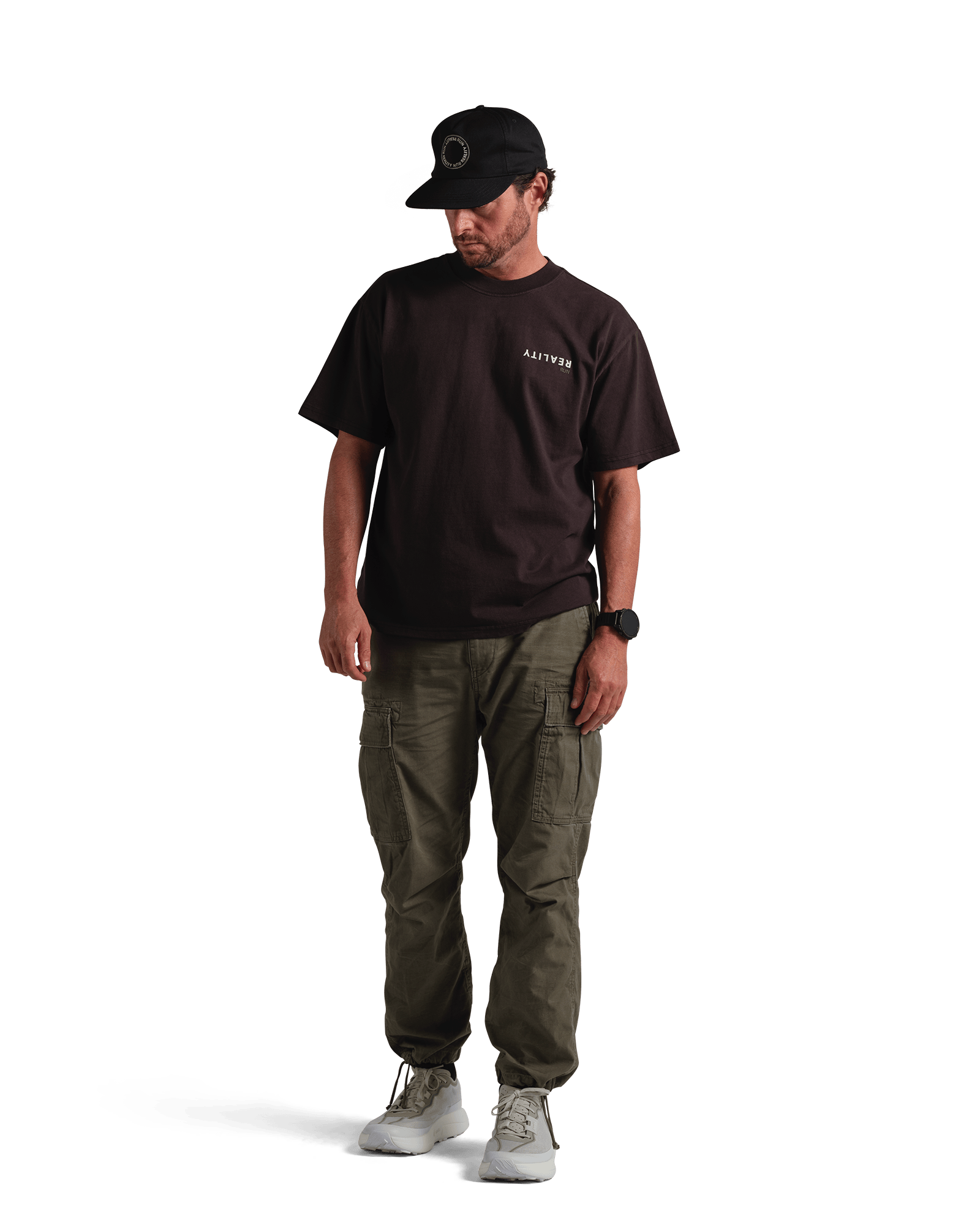 reality run logo puff tee washed black rr 01 0006 onmodel 03