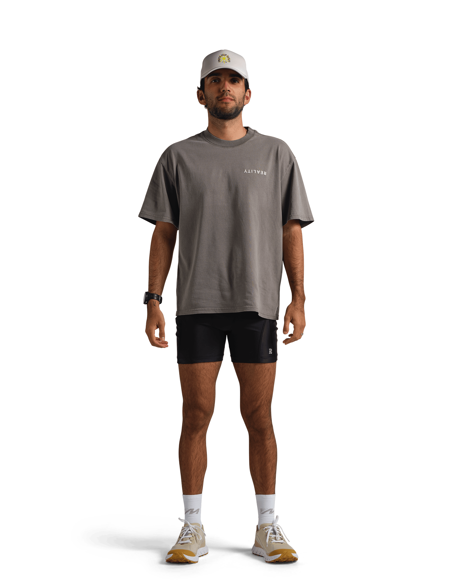 reality run logo puff tee washed grey rr 01 0005 onmodel 03